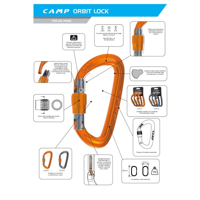 Karabinek Camp ORBIT LOCK GREY